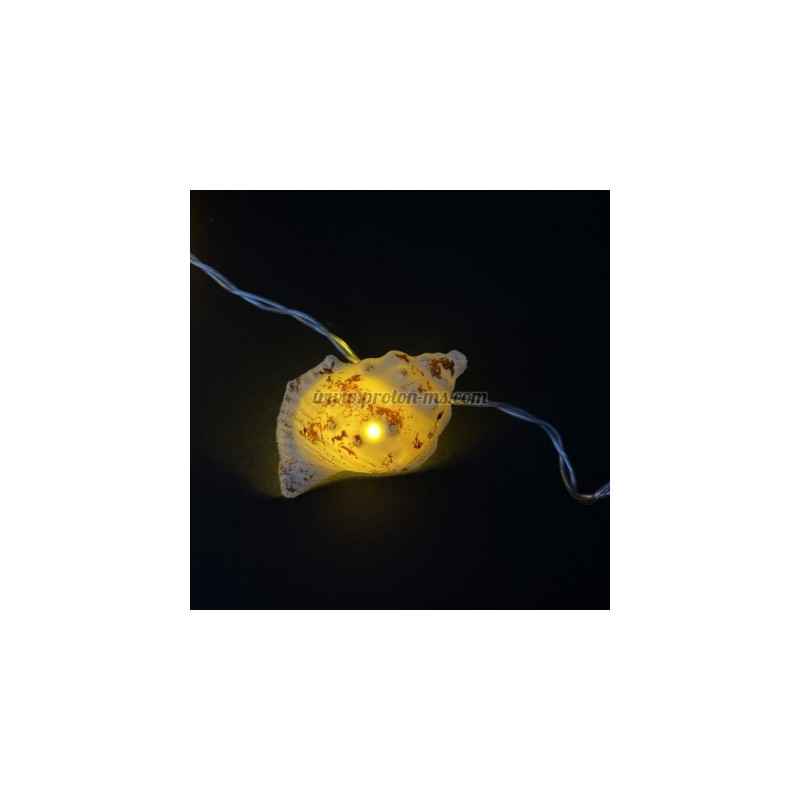 LED СВЕТЕЩ ГИРЛЯНД С РАКОВИНИ 10LED 0.3W WW IP20 ЗА 2XAA 1.5V 1.65M LIGHTEX