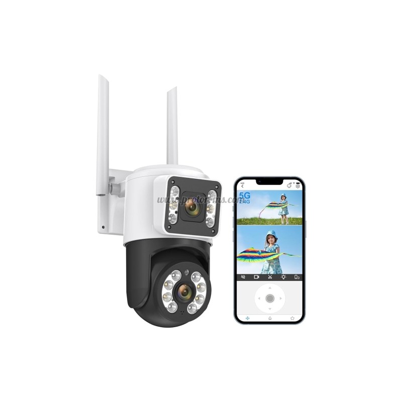 ДВОЙНА WIFI ICSEE КАМЕРА 12MP ЗА ВЪНШЕН МОНТАЖ С ЦВЕТНО НОЩНО ВИЖДАНЕ ДО 30М И ЦИФРОВ МИКРОФОН И ПРОСЛЕДЯВАНЕ НА ДВИЖЕНИЕ