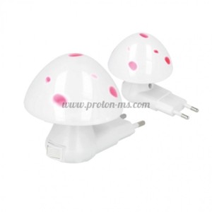 LED нощна лампа за контакт MUSHROOM 0.5W 220V 7000K 10lm с фотоклетка