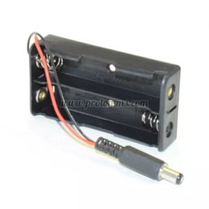 BATTERY HOLDER 2X18650 TO DC PLUG 2.1X5.5MM