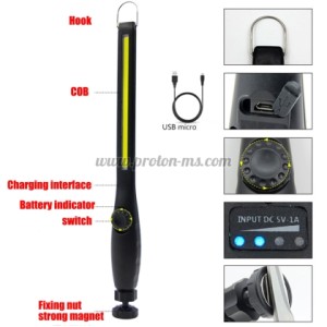 Акумулаторна работна лампа и фенер с магнит и кука - Rechargeable COB work lights JW821