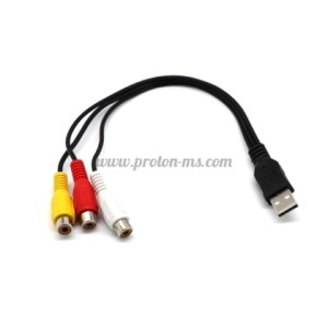 USB Male A to 3 RCA AV A/V TV Adapter Cord Cable USB to 3RCA Audio Video Cable