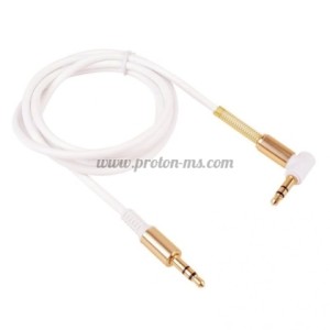 КАБЕЛ 3.5М/3.5М 0.5М Г ОБРАЗНА БУКСА HIFI БЯЛ AUX