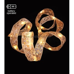 CHRISTMAS LIGHTING NATALE-20 FLAT RIBBON 50LED 27K 5M 2AA IP20 SILVER