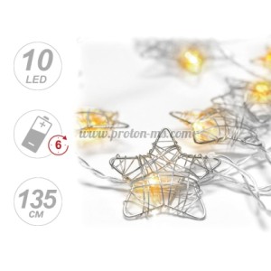 Декоративна LED лента с 10 бр. лампички звезди - 1