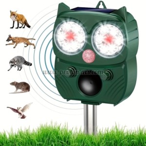 Соларен ултразвуков репелент за животни с PIR сензор 120° и USB зареждане (Animal Repeller)